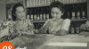 Foto Dua Aktris Berakting untuk film “Bunga Rumah Makan” yang dibuat di Studio PFN di Polonia, 8 April 1951.